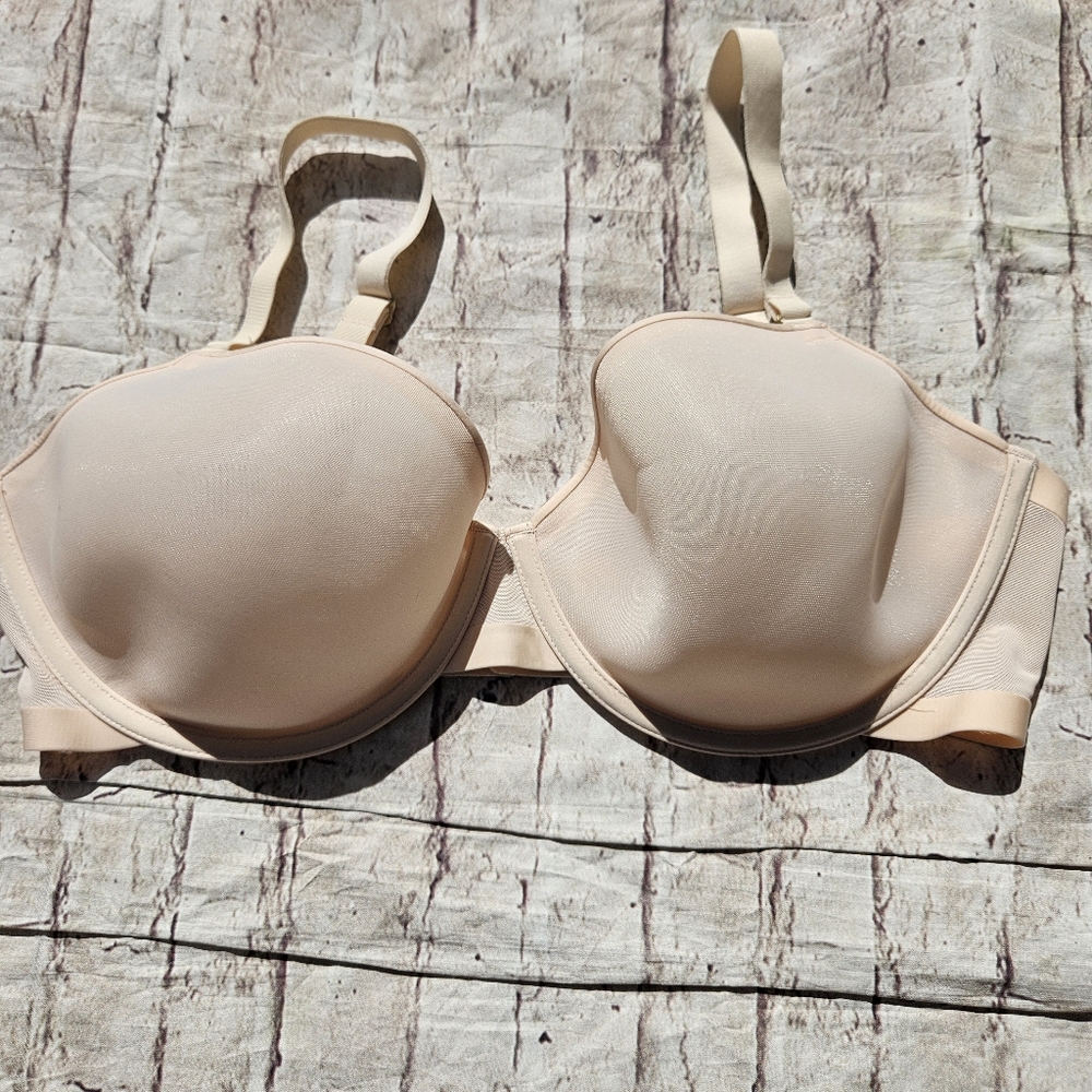 CUUP The Demi 36 F Bra Cream Light Tan Solid Semi-Sheer‎ Lightly Lined Underwire